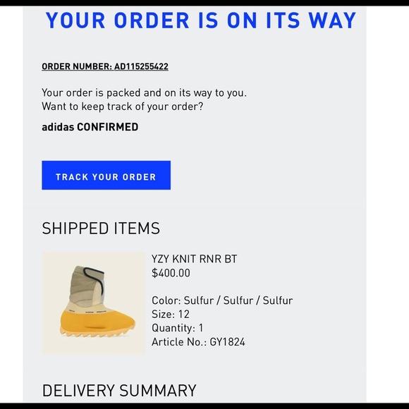 adidas track your order